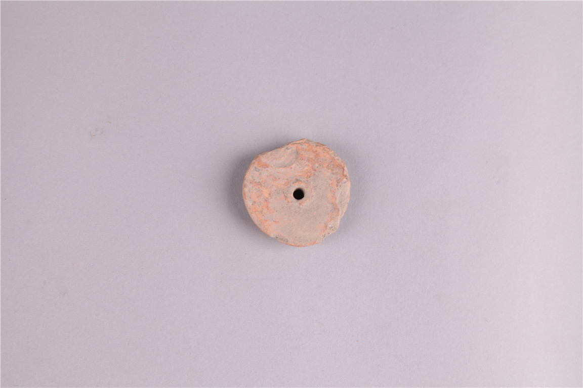 新石器时代红陶纺轮 00219